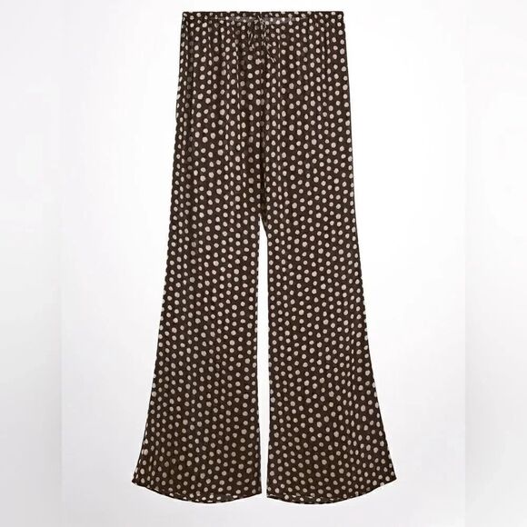 ZARA SATIN PANTS WITH POLKA DOT - Picture 8 of 9